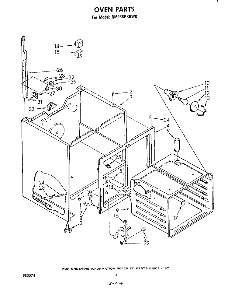 OVEN Diagram and Parts List for RM988PXKW0  Whirlpool Microwave Oven Combo
