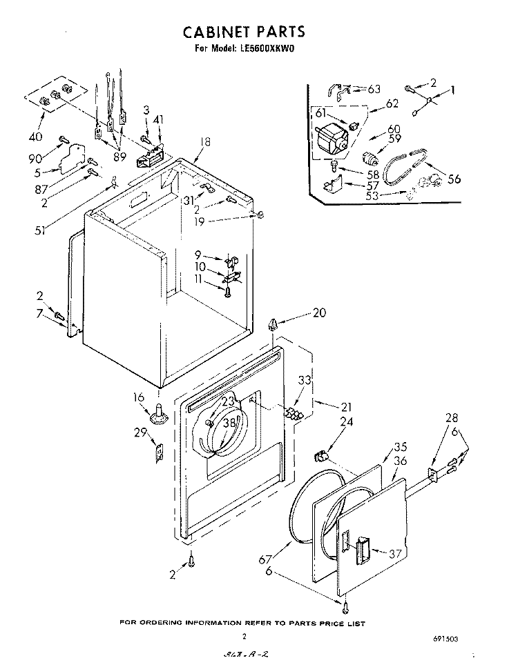 SECTION Diagram and Parts List for LE5600XKW0  Whirlpool Dryer