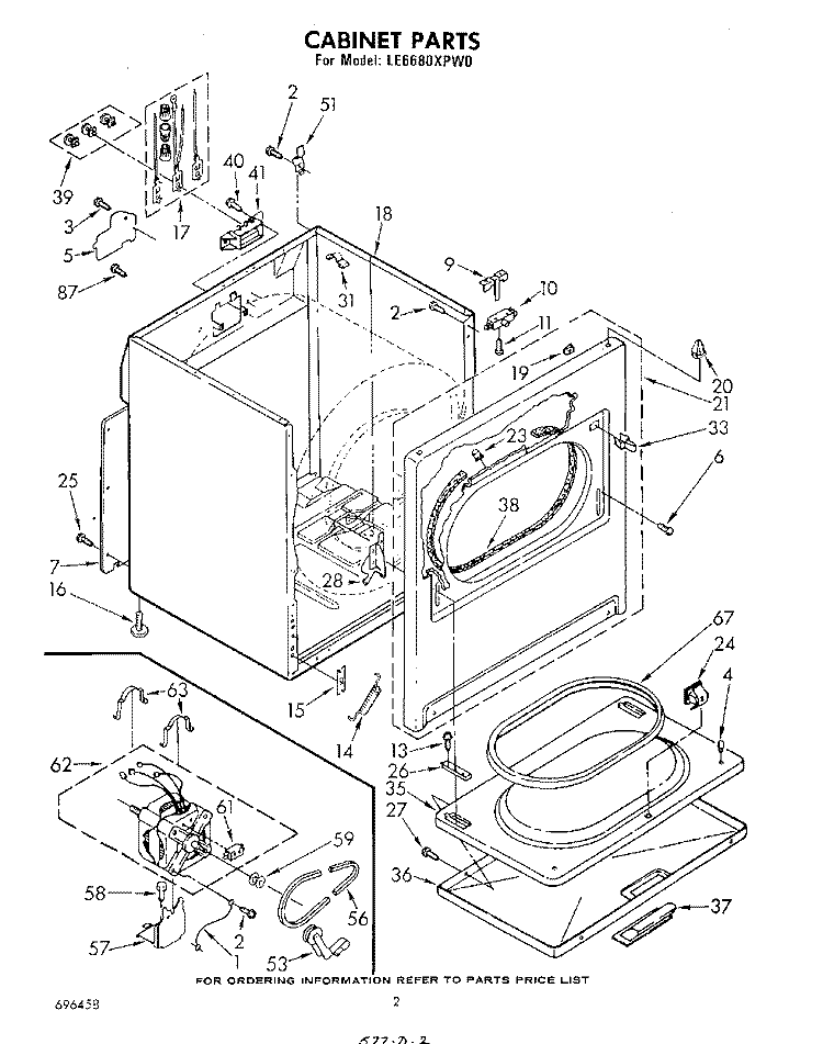 SECTION Diagram and Parts List for LE6680XPW0  Whirlpool Dryer