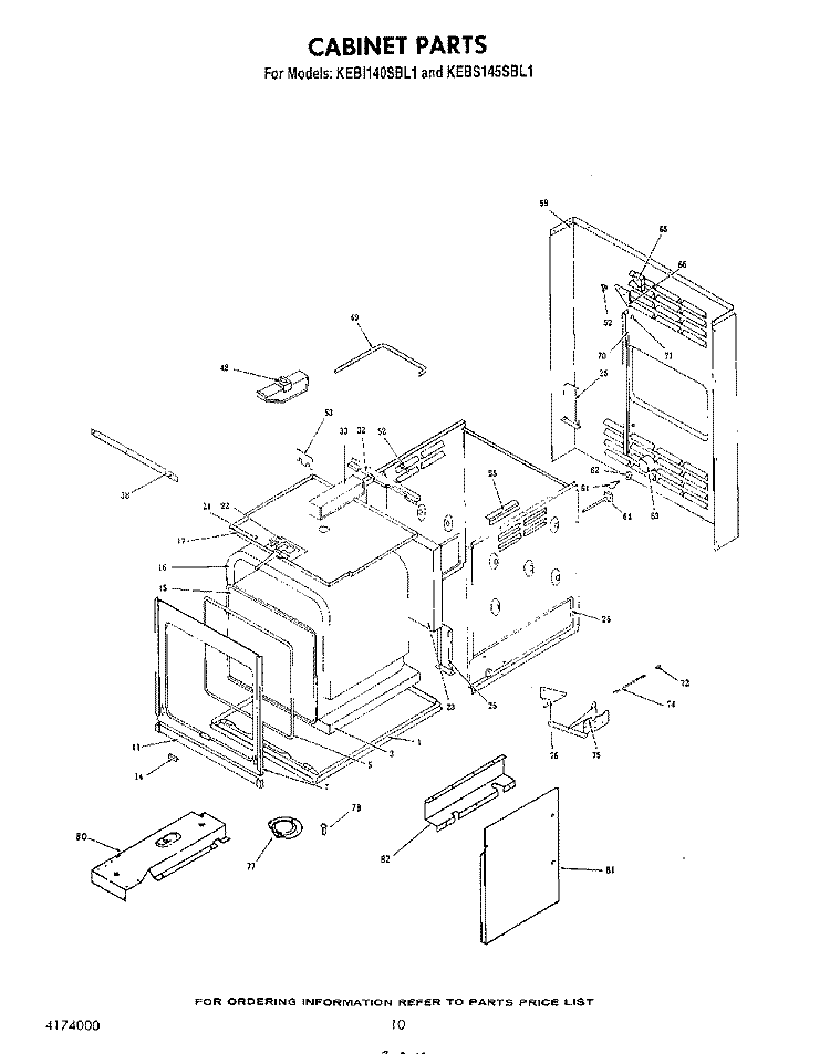 CABINET Diagram and Parts List for KEBS145SBL1  KitchenAid Wall Oven