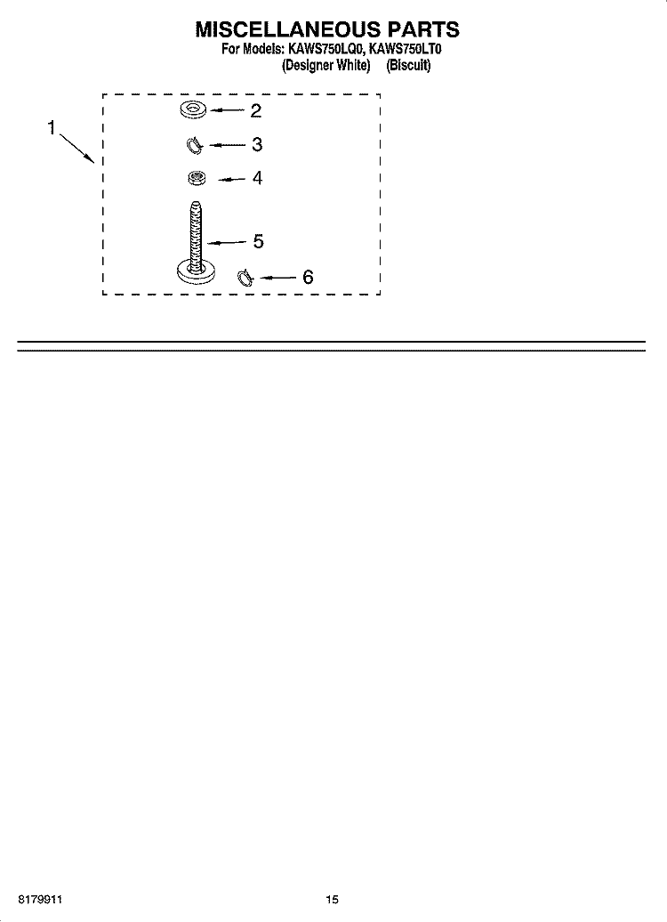 MISCELLANEOUS AND OPTIONAL PARTS (NOT INCLUDED) Diagram and Parts List for KAWS750LQ0  KitchenAid Washer