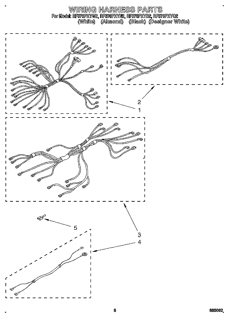 WIRING HARNESS, LIT/OPTIONAL Diagram and Parts List for RF376PXYN2  Whirlpool Range