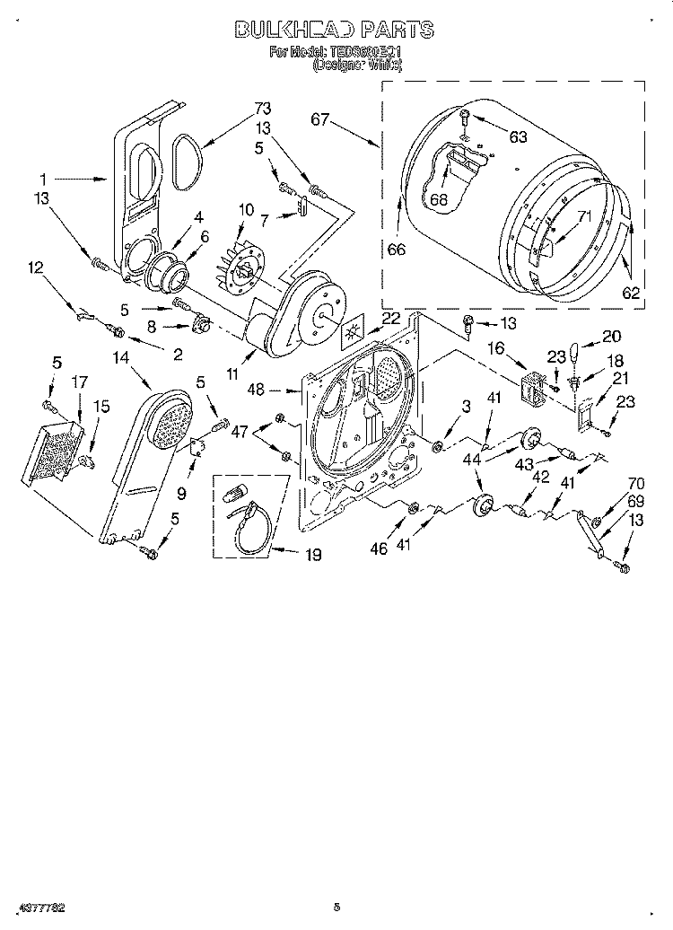 SECTION Diagram and Parts List for TEDS680EQ1  Estate Dryer