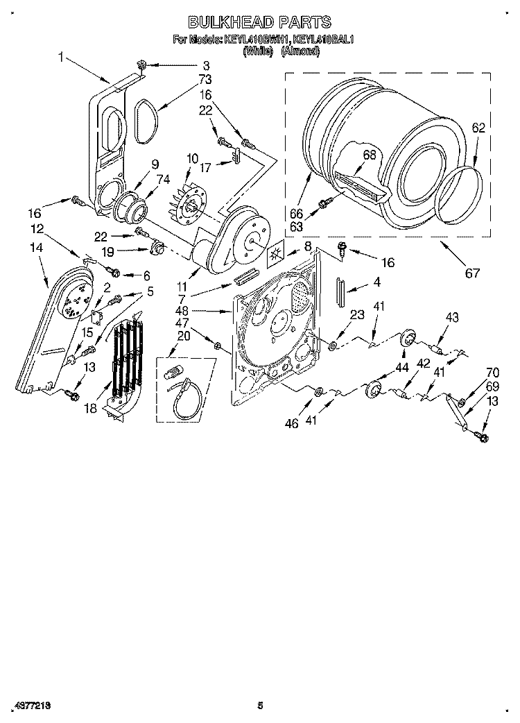 SECTION Diagram and Parts List for KEYL410BWH1  KitchenAid Dryer