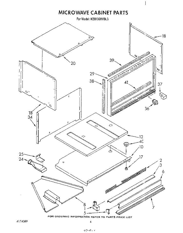 MICROWAVE CABINET Diagram and Parts List for KEMI300VBL3  KitchenAid Microwave Oven Combo
