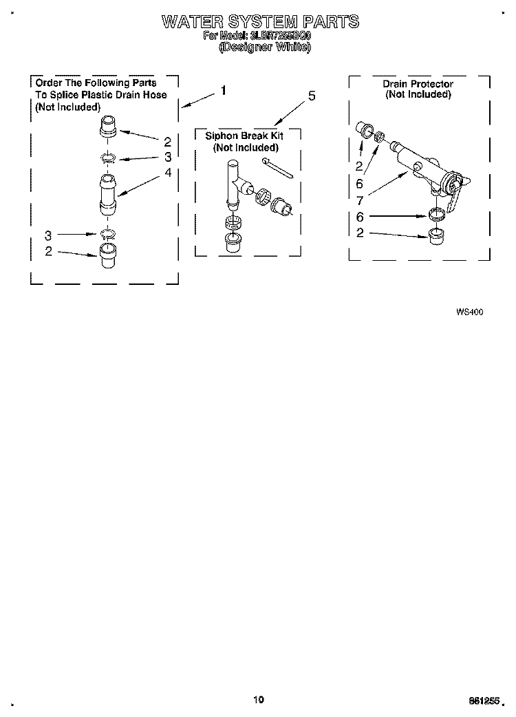 WATER SYSTEM Diagram and Parts List for 3LBR7255BQ0  Whirlpool Washer
