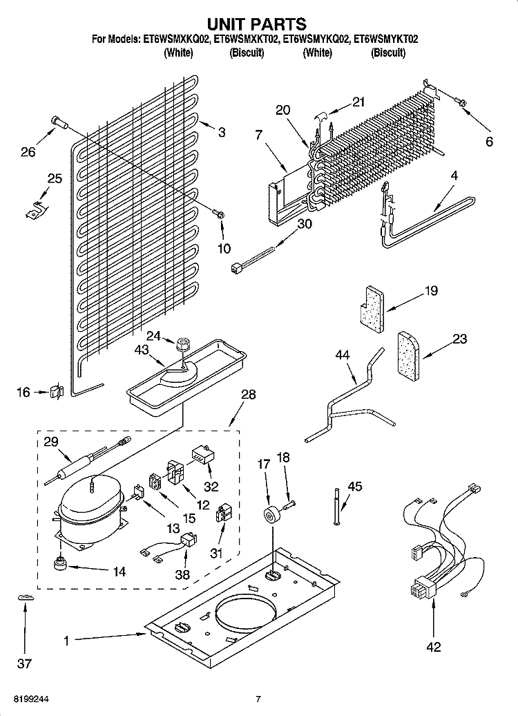 UNIT PARTS Diagram and Parts List for ET6WSMYKT02  Whirlpool Refrigerator