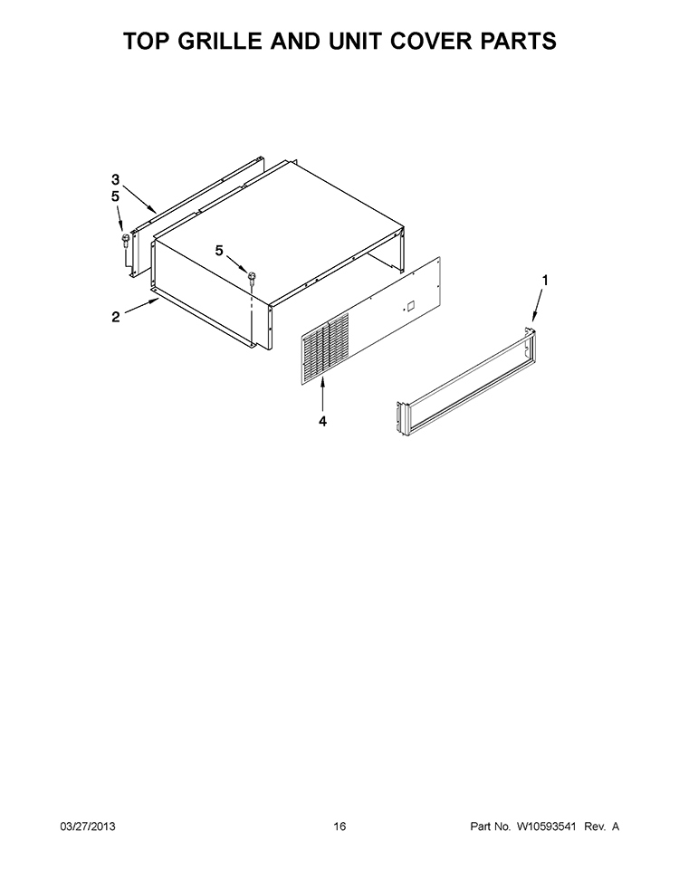 TOP GRILLE AND UNIT COVER PARTS Diagram and Parts List for KBLO36FTX07  KitchenAid Refrigerator