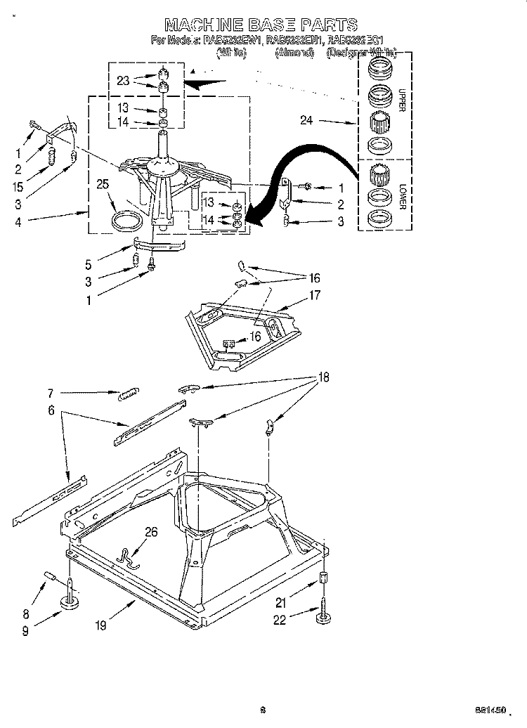 MACHINE BASE Diagram and Parts List for RAB5232EN1  Roper Washer