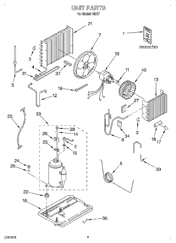 UNIT, LITERATURE Diagram and Parts List for R517  Whirlpool Air Conditioner