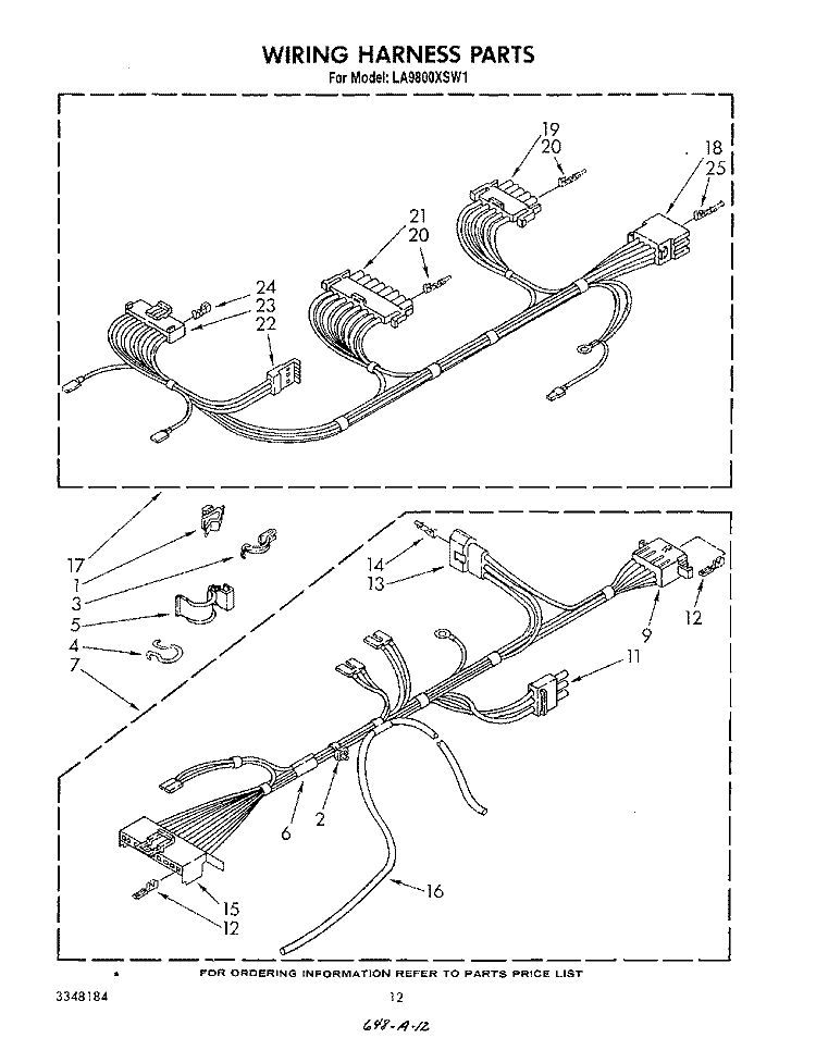 WIRING HARNESS Diagram and Parts List for LA9800XSW1  Whirlpool Washer