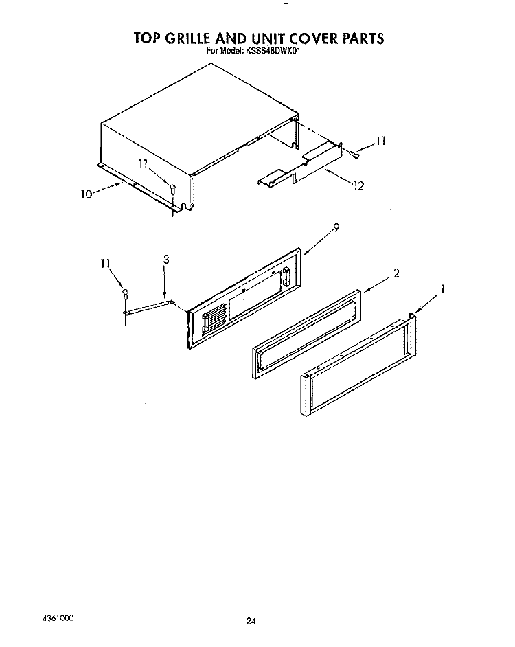 TOP GRILLE AND UNIT COVER Diagram and Parts List for KSSS48DWX01  KitchenAid Refrigerator