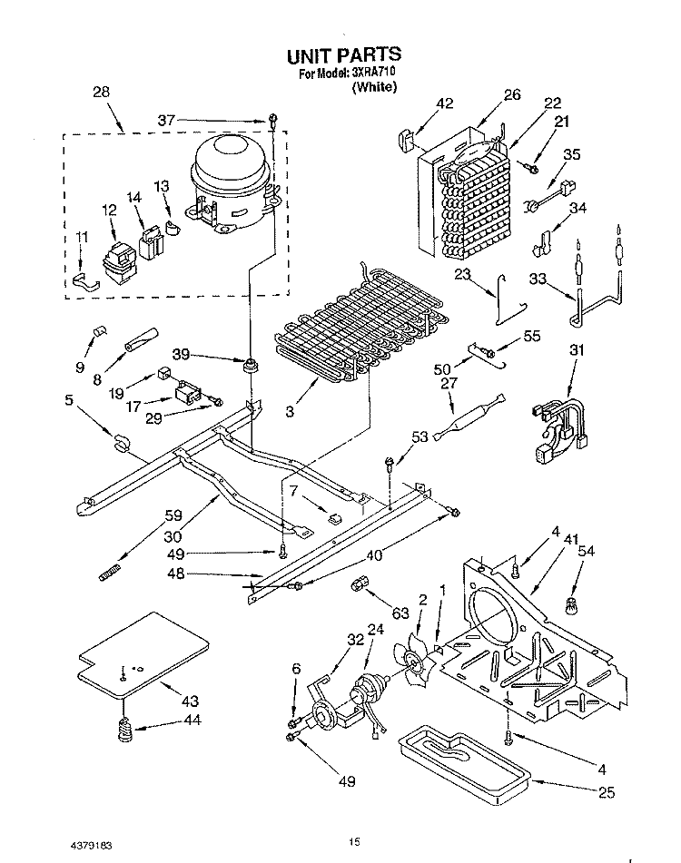 UNIT Diagram and Parts List for 3XRA710  Whirlpool Refrigerator