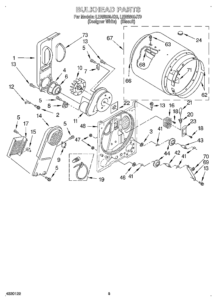 SECTION Diagram and Parts List for LER5600JT0  Whirlpool Dryer