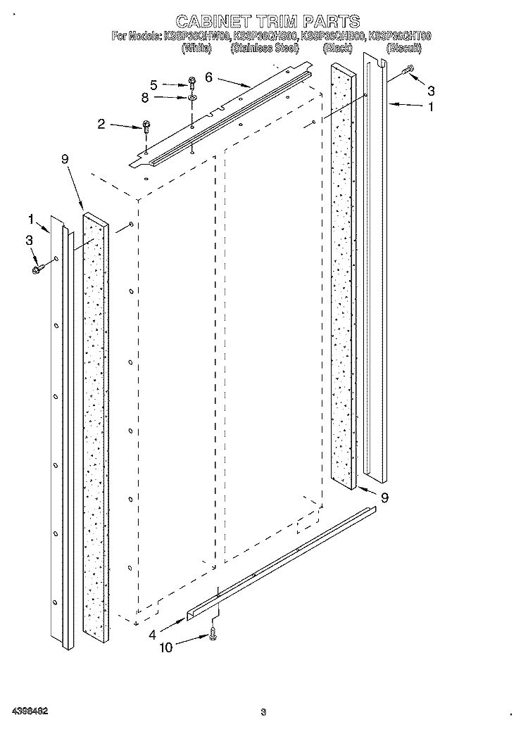 CABINET TRIM Diagram and Parts List for KSSP36QHT00  KitchenAid Refrigerator