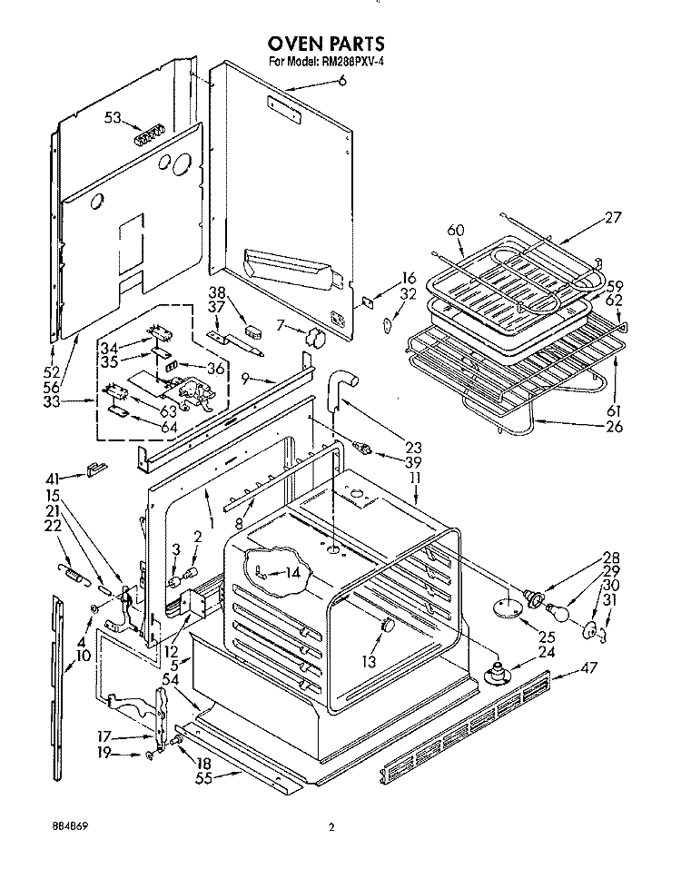 OVEN, LITERATURE Diagram and Parts List for RM288PXV4  Whirlpool Microwave Oven Combo