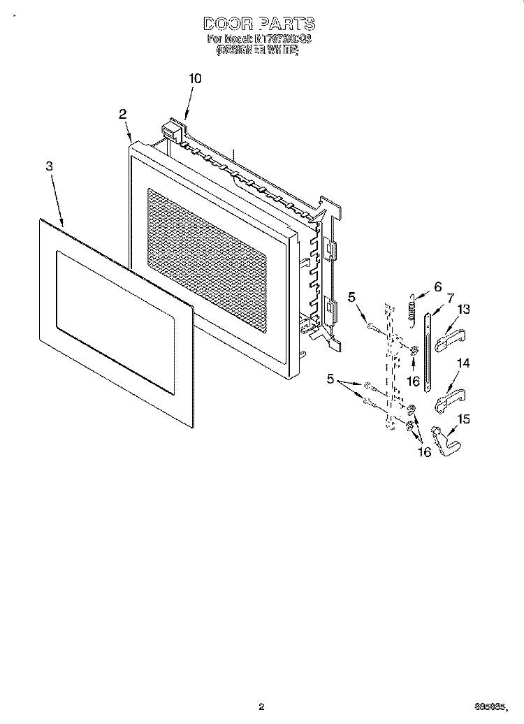 DOOR Diagram and Parts List for MT7076XDQ3  Whirlpool Microwave
