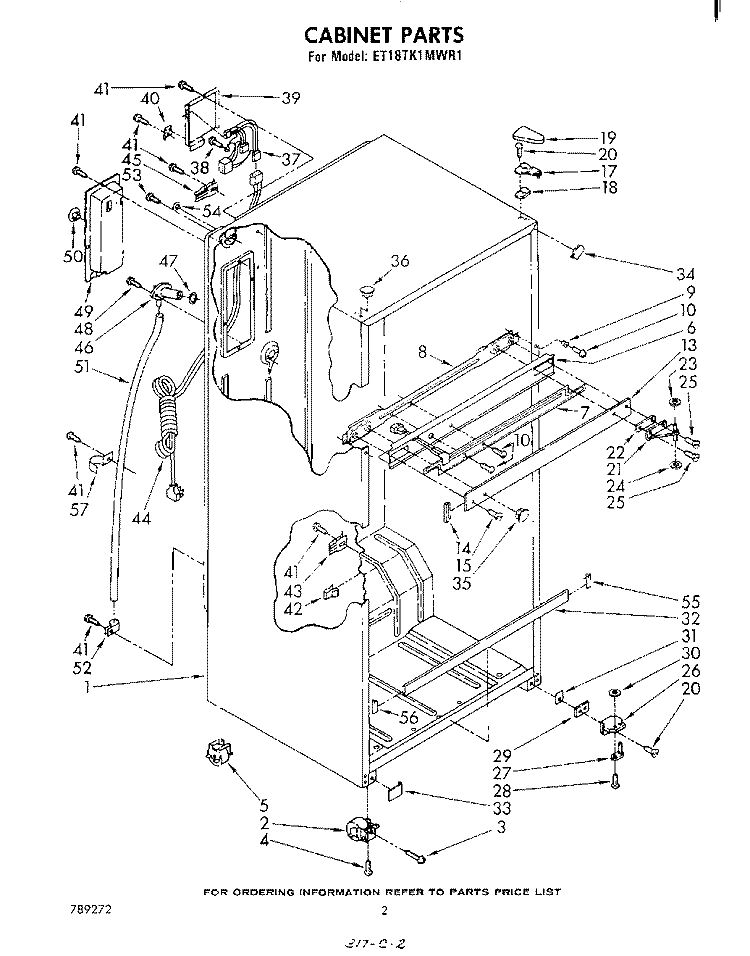 CABINET Diagram and Parts List for ET18TK1MWR1  Whirlpool Refrigerator