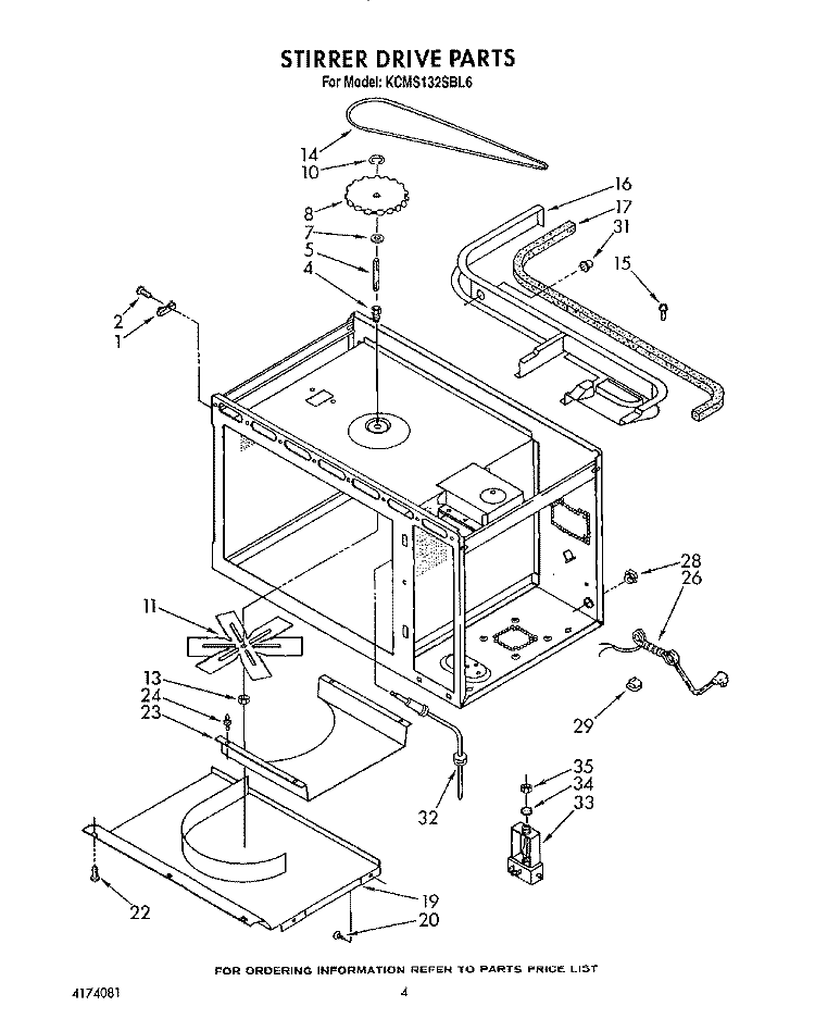 STIRRER DRIVE Diagram and Parts List for KCMS132SBL6  KitchenAid Microwave