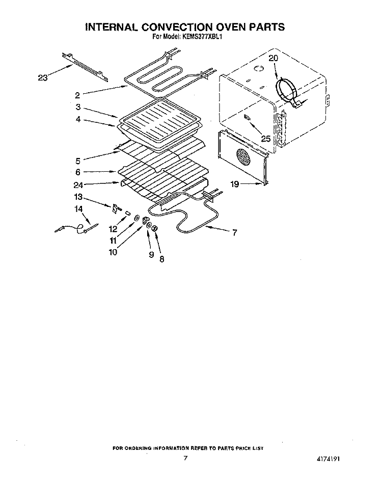 INTERNAL CONVECTION OVEN Diagram and Parts List for KEMS377XBL1  KitchenAid Microwave Oven Combo