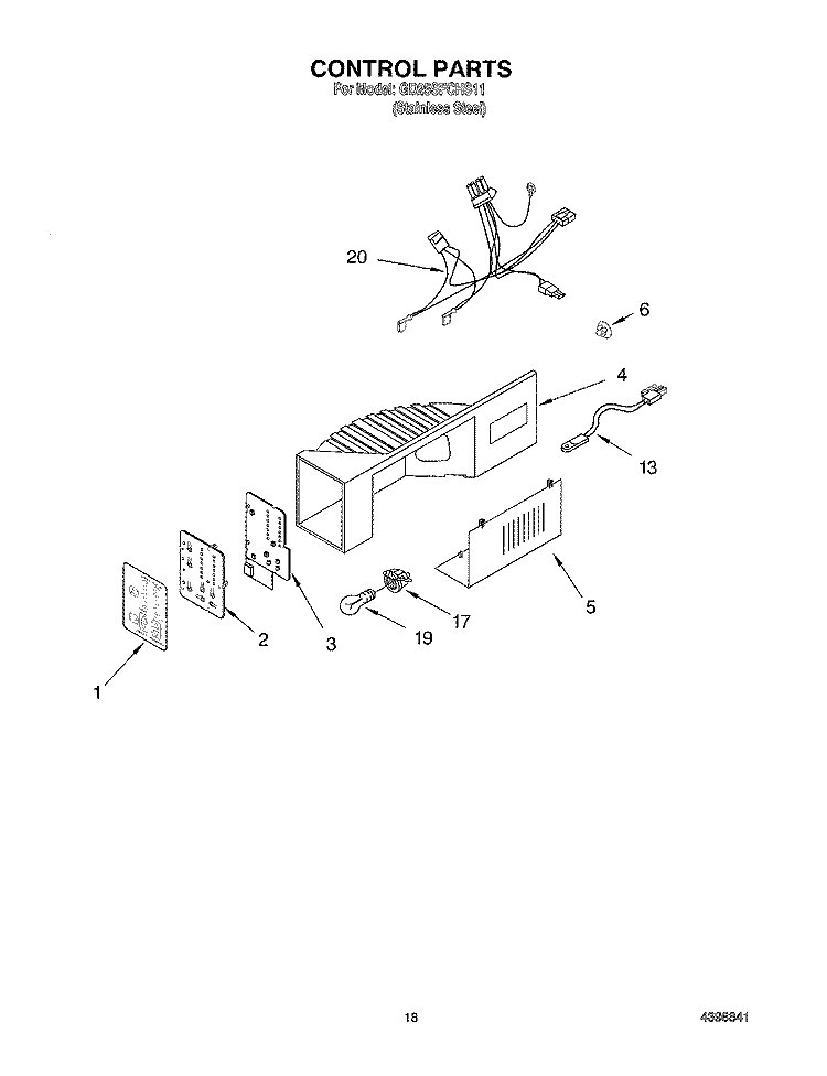 CONTROL Diagram and Parts List for GD25SFCHS111  Whirlpool Refrigerator