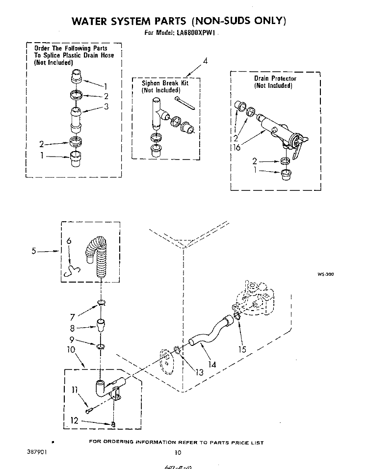 WATER SYSTEM Diagram and Parts List for LA6800XPW1  Whirlpool Washer