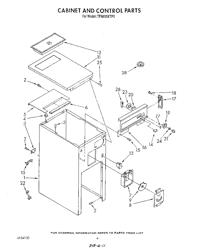 CABINET AND CONTROL Diagram and Parts List for TF8600XTP2  Whirlpool Trash Compactor