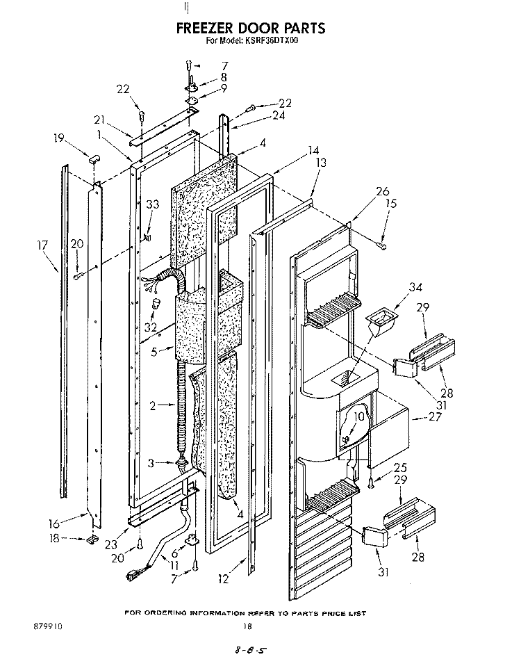 FREEZER DOOR Diagram and Parts List for KSRF36DTX00  KitchenAid Refrigerator
