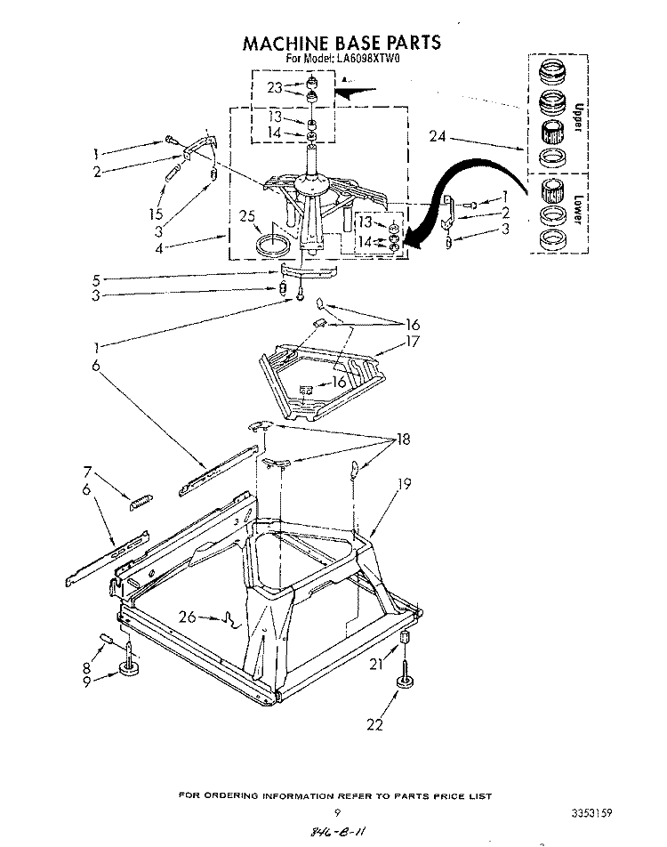 MACHINE BASE Diagram and Parts List for LA6098XTF0  Whirlpool Washer