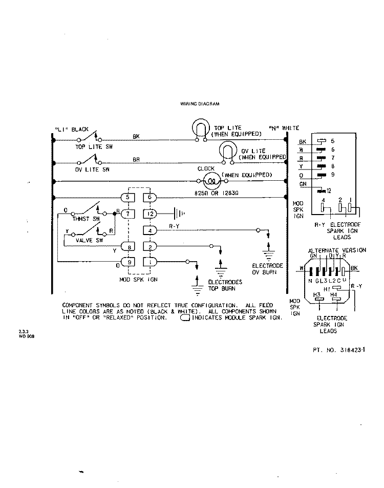 WIRING DIAGRAM Diagram and Parts List for 1423^2A  Whirlpool Range
