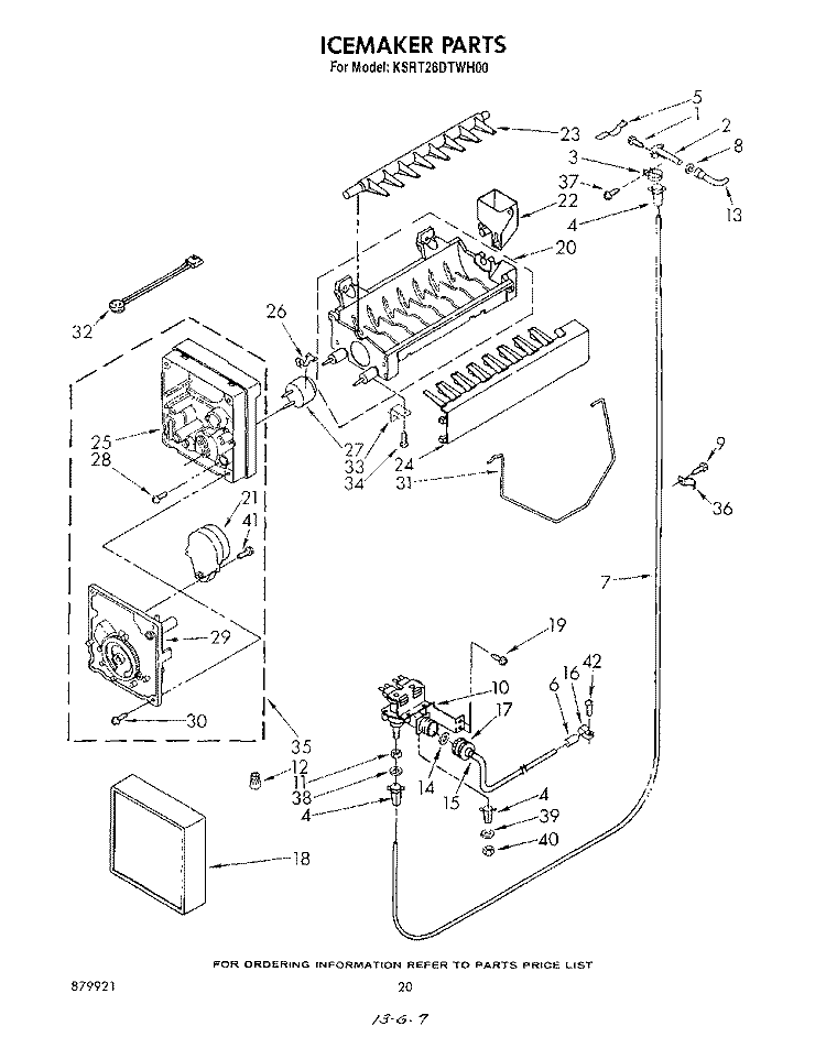 ICEMAKER Diagram and Parts List for KSRT26DTWH00  KitchenAid Refrigerator