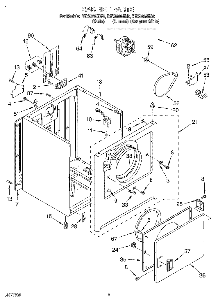 SECTION Diagram and Parts List for REX5635EQ2  Roper Dryer