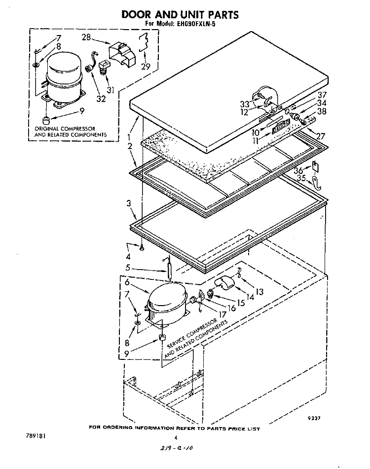 SECTION Diagram and Parts List for EH090FXLN5  Whirlpool Freezer