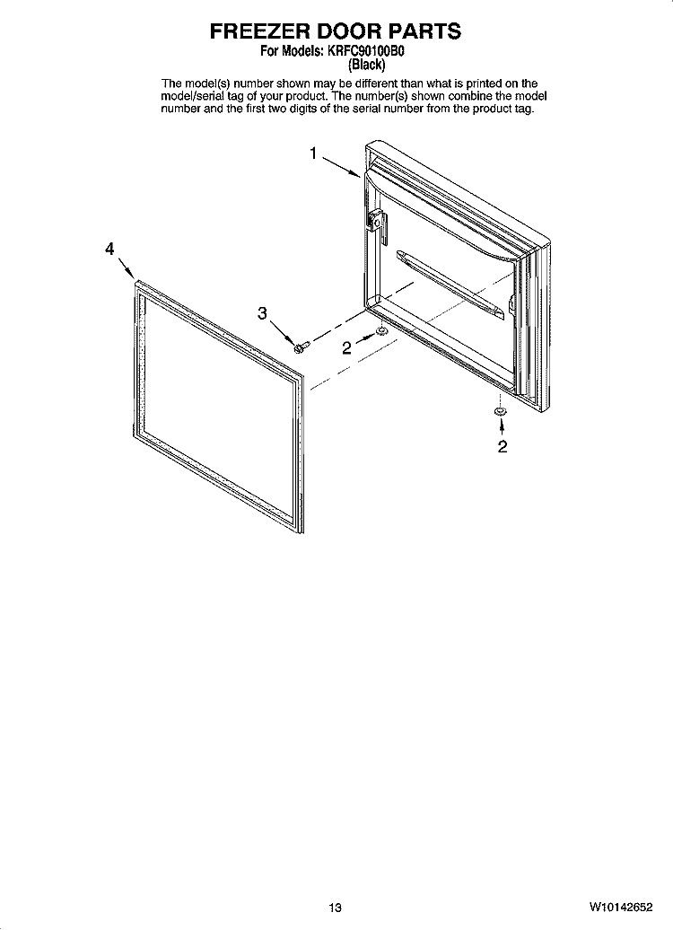FREEZER DOOR PARTS Diagram and Parts List for KRFC90100B0  KitchenAid Refrigerator