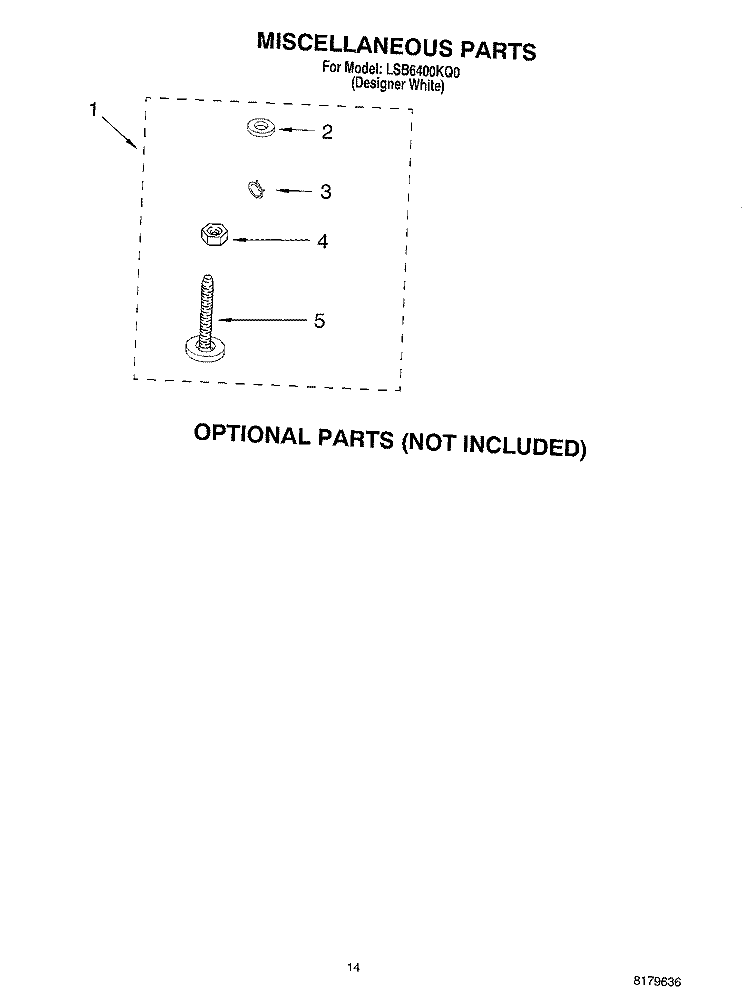 MISCELLANEOUS, OPTIONAL Diagram and Parts List for LSB6400KQ0  Whirlpool Washer