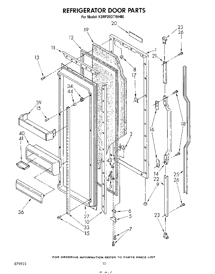 REFRIGERATOR DOOR Diagram and Parts List for KSRF26DTAL00  KitchenAid Refrigerator