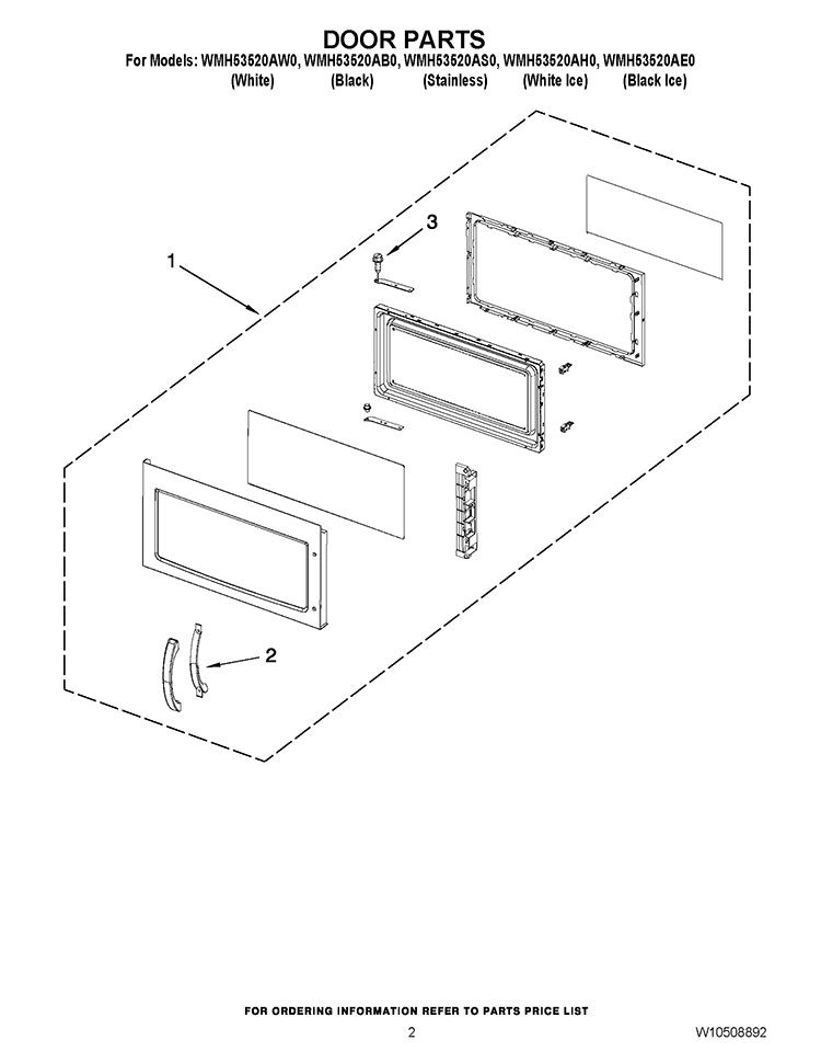 DOOR PARTS Diagram and Parts List for WMH53520AS0  Whirlpool Microwave