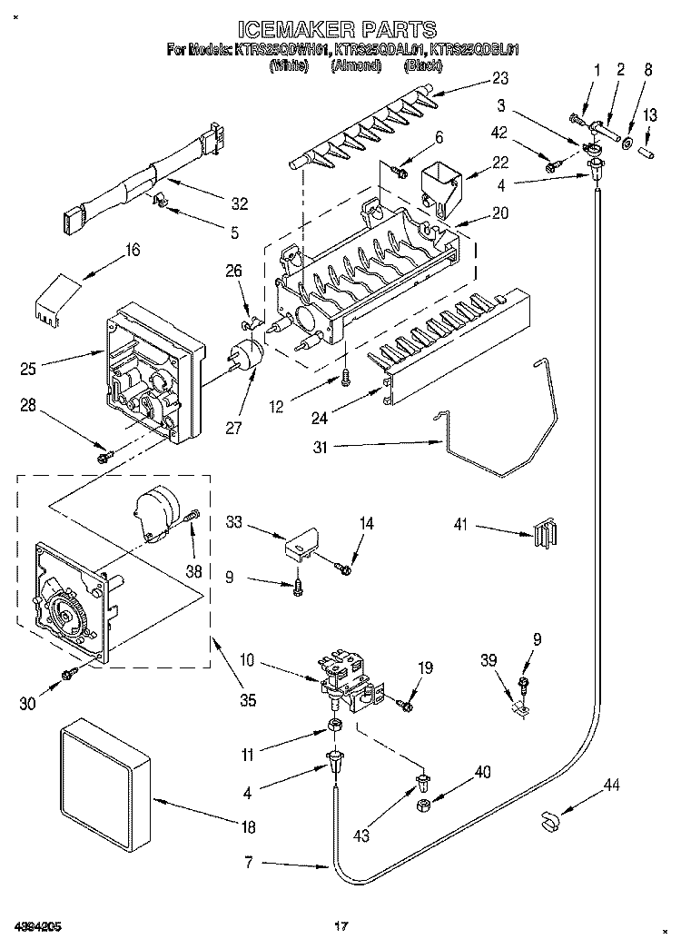 ICEMAKER, LIT/OPTIONAL Diagram and Parts List for KTRS25QDBL01  KitchenAid Refrigerator