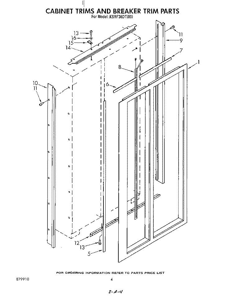 CABINET TRIMS AND BREAKER TRIM Diagram and Parts List for KSRF36DTX00  KitchenAid Refrigerator