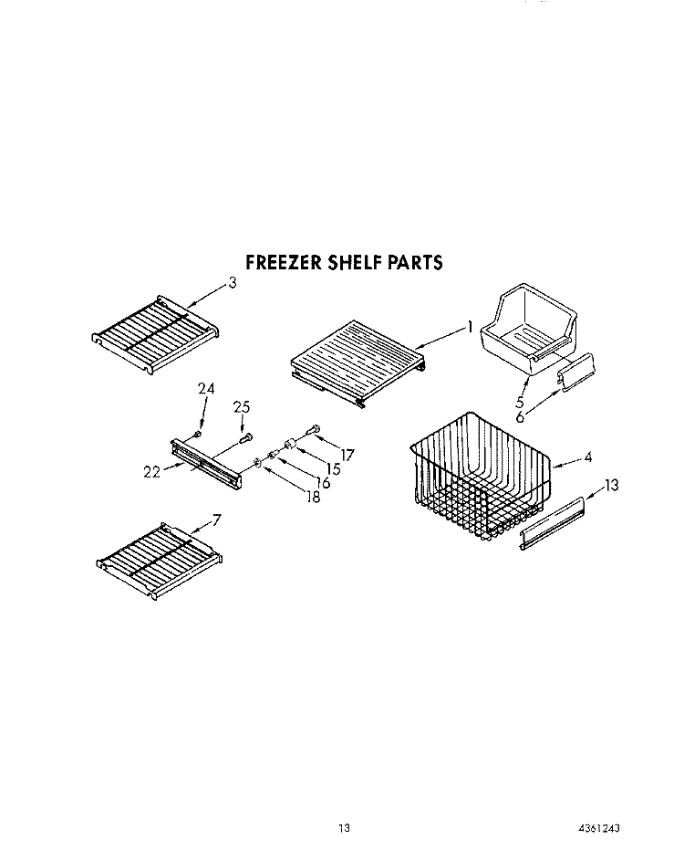 FREEZER SHELF Diagram and Parts List for KSSS36MWX01  KitchenAid Refrigerator