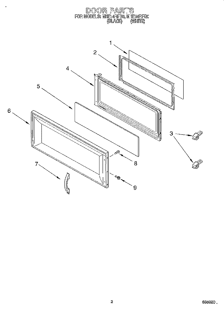 DOOR Diagram and Parts List for MHE14RFQ0  Roper Microwave