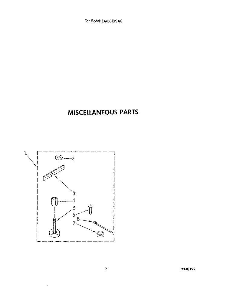 MISCELLANEOUS Diagram and Parts List for LA4800XSW0  Whirlpool Washer