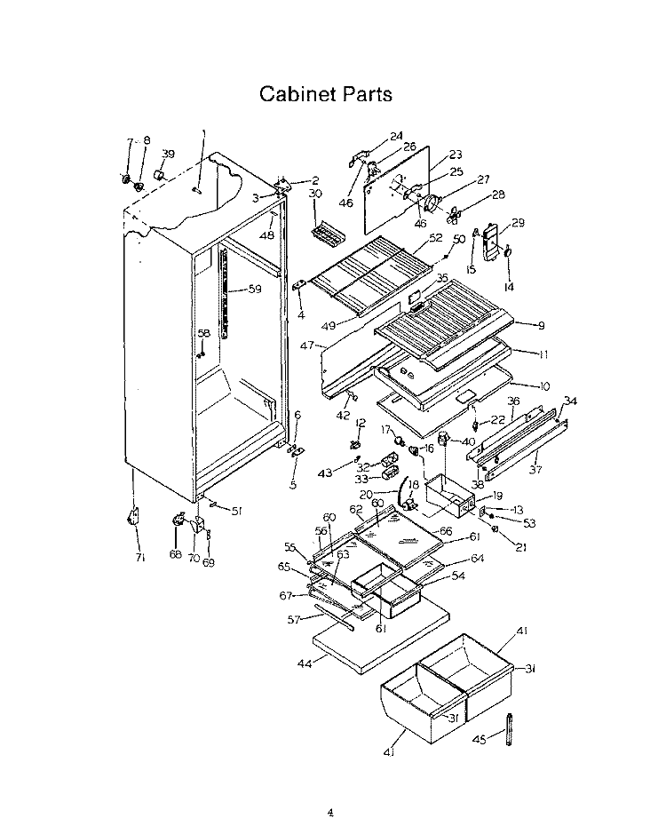 CABINET Diagram and Parts List for 8619W0A  Roper Refrigerator