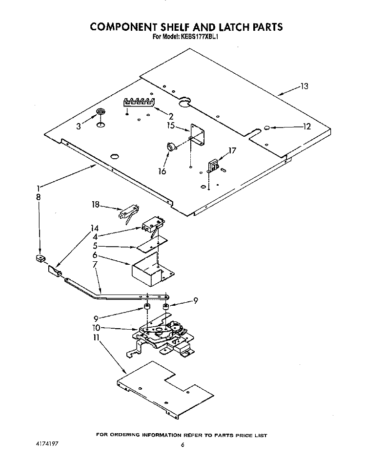 COMPONENT SHELF AND LATCH Diagram and Parts List for KEBS177XBL1  KitchenAid Wall Oven