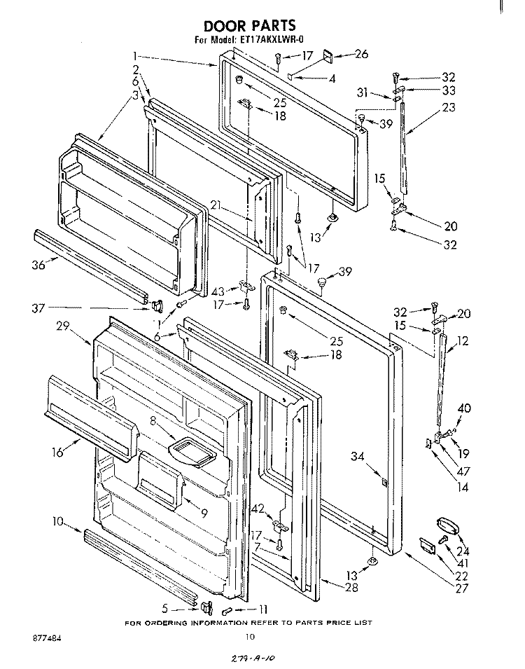DOOR , MISCELLANEOUS Diagram and Parts List for ET17AKXLWR0  Whirlpool Refrigerator