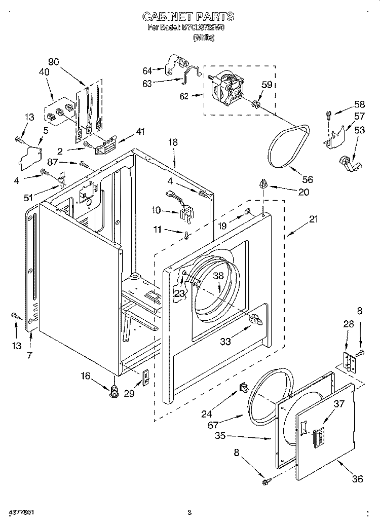 SECTION Diagram and Parts List for BYCD3722W0  Whirlpool Dryer