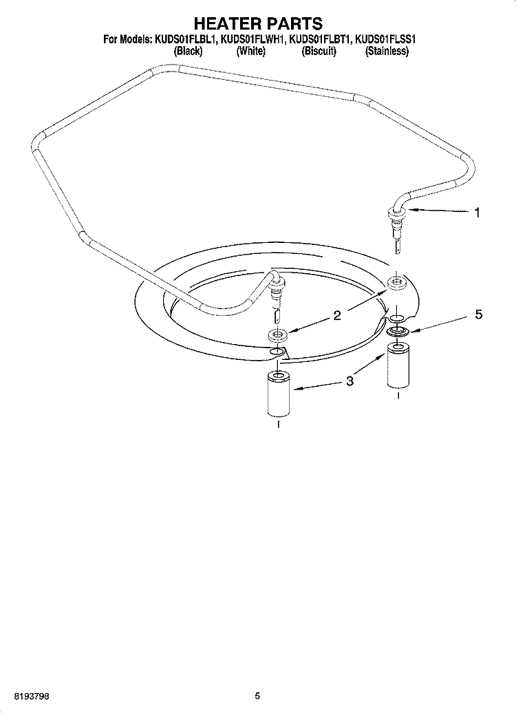 HEATER PARTS Diagram and Parts List for KUDS01FLSS1  KitchenAid Dishwasher