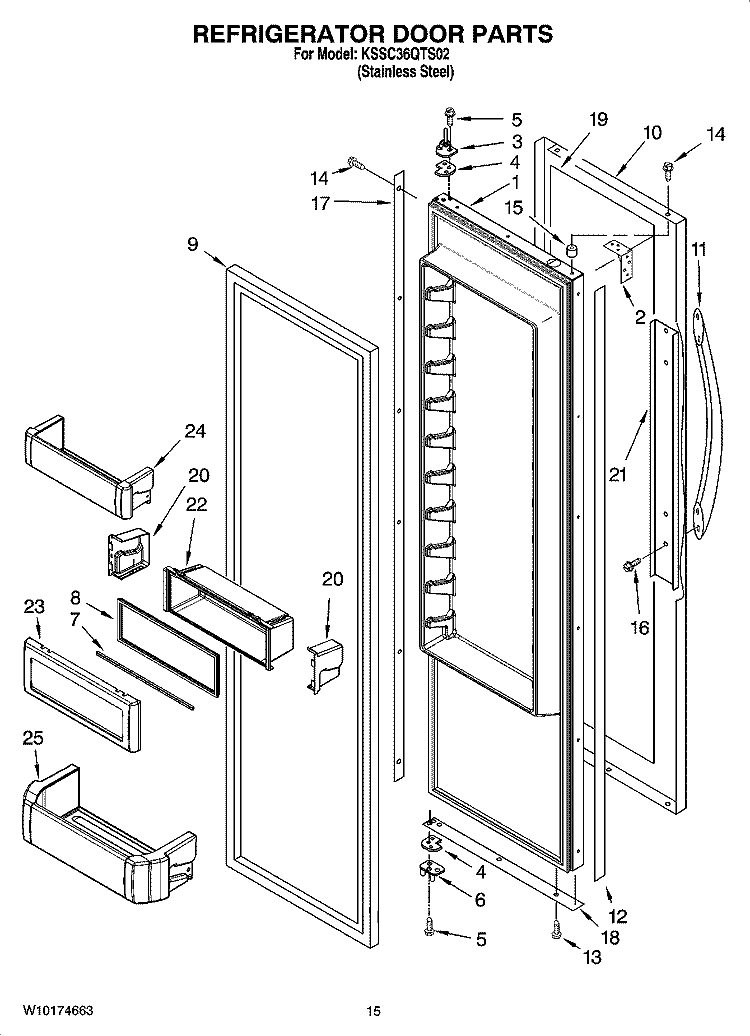 REFRIGERATOR DOOR PARTS Diagram and Parts List for KSSC36QTS02  KitchenAid Refrigerator