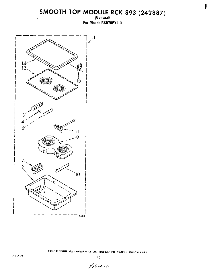 SMOOTH TOP RCK 893 (242887) Diagram and Parts List for RS576PXL0  Whirlpool Range