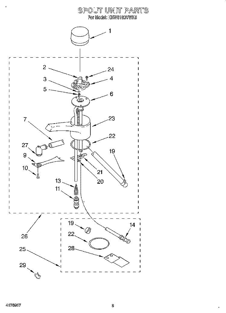 SPOUT UNIT Diagram and Parts List for KHWS160VAL5  KitchenAid Miscellaneous